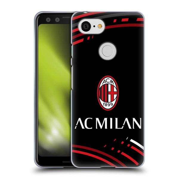 AC Milan Crest Patterns Curved Soft Gel Case for Google Pixel 3