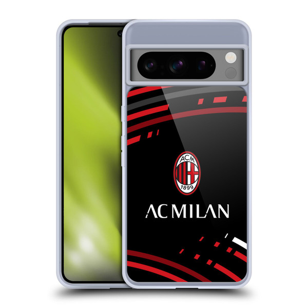 AC Milan Crest Patterns Curved Soft Gel Case for Google Pixel 8 Pro