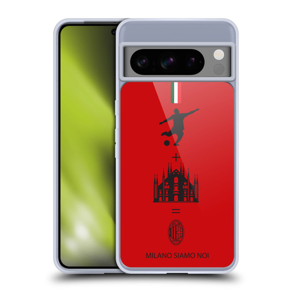 AC Milan Crest Patterns Red Soft Gel Case for Google Pixel 8 Pro