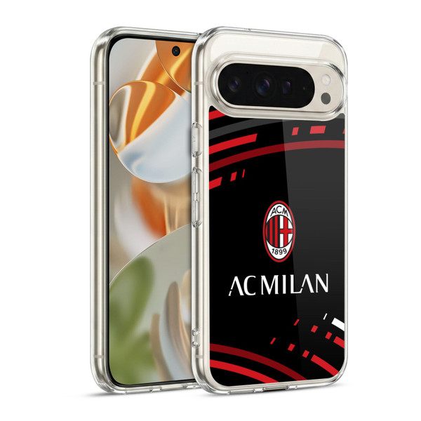 AC Milan Crest Patterns Curved Soft Gel Case for Google Pixel 9 / Pixel 9 Pro