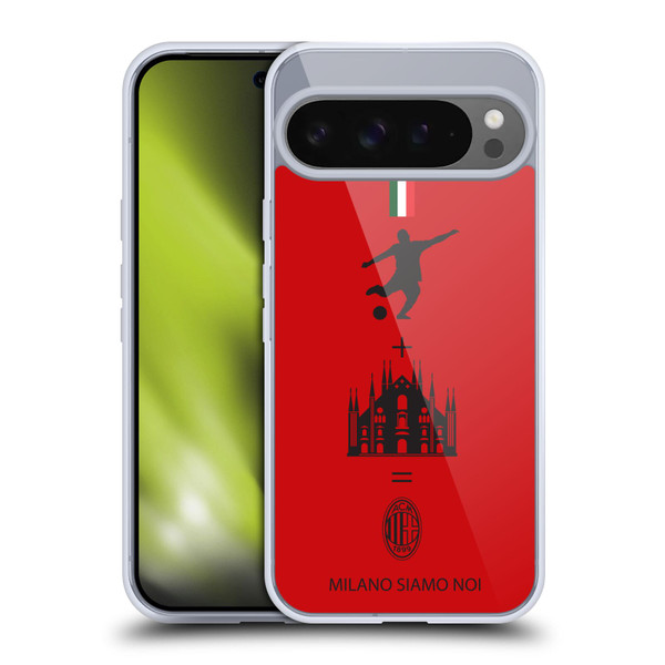 AC Milan Crest Patterns Red Soft Gel Case for Google Pixel 9 Pro XL