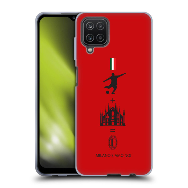 AC Milan Crest Patterns Red Soft Gel Case for Samsung Galaxy A12 (2020)