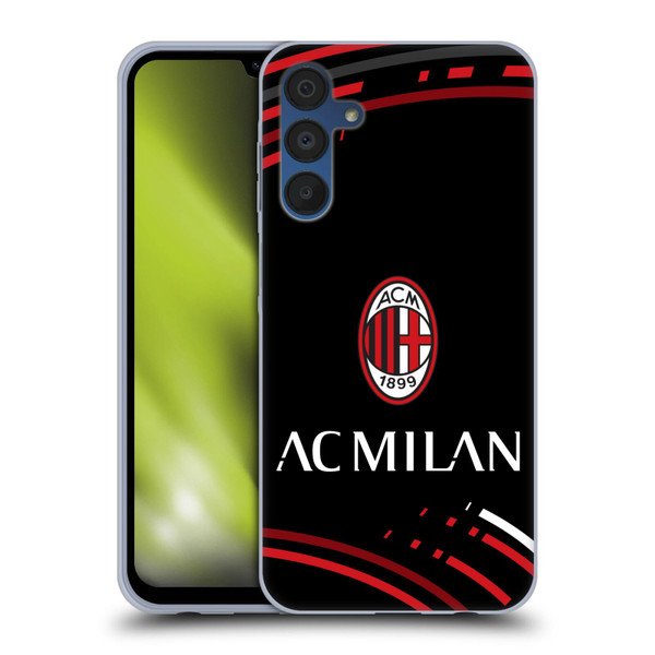AC Milan Crest Patterns Curved Soft Gel Case for Samsung Galaxy A15 & MagSafe
