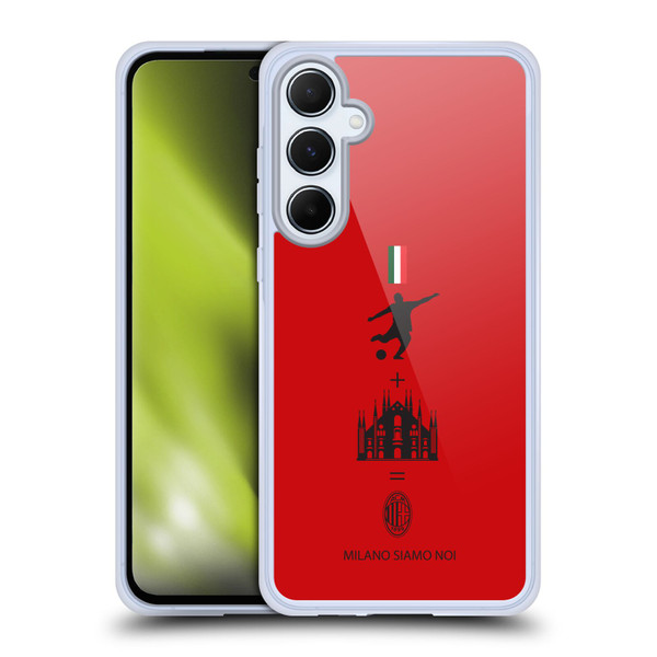 AC Milan Crest Patterns Red Soft Gel Case for Samsung Galaxy A55 5G