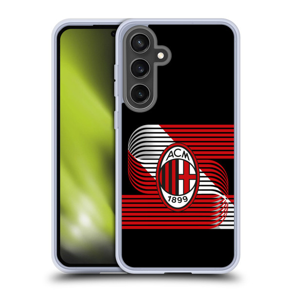 AC Milan Crest Patterns Diagonal Soft Gel Case for Samsung Galaxy S24 FE & MagSafe