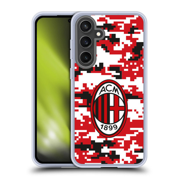 AC Milan Crest Patterns Digital Camouflage Soft Gel Case for Samsung Galaxy S24 FE & MagSafe