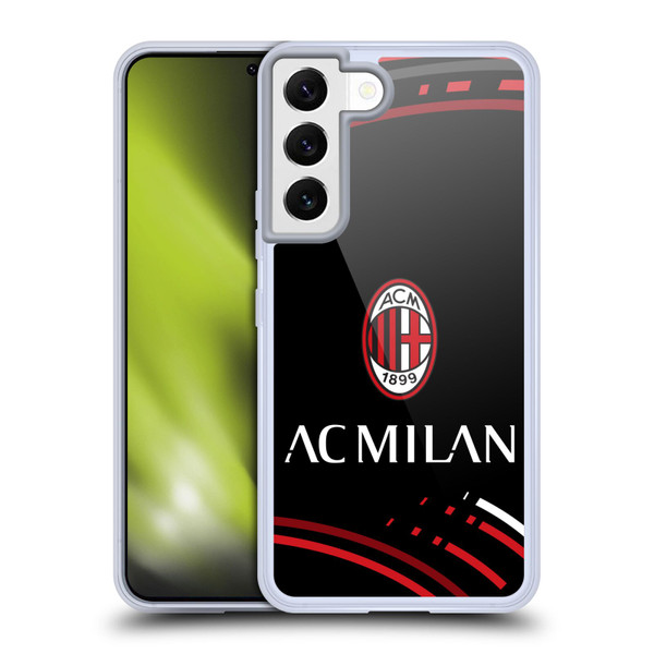 AC Milan Crest Patterns Curved Soft Gel Case for Samsung Galaxy S22 5G & MagSafe