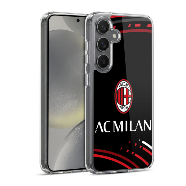 AC Milan Crest Patterns Curved Soft Gel Case for Samsung Galaxy S24 5G & MagSafe