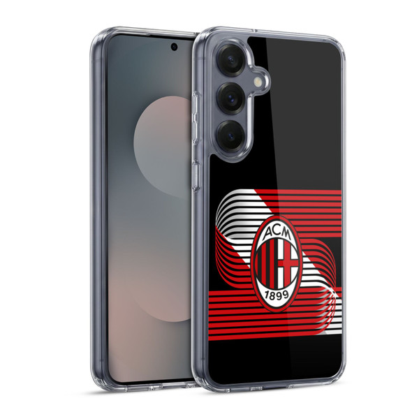 AC Milan Crest Patterns Diagonal Soft Gel Case for Samsung Galaxy S25 & MagSafe