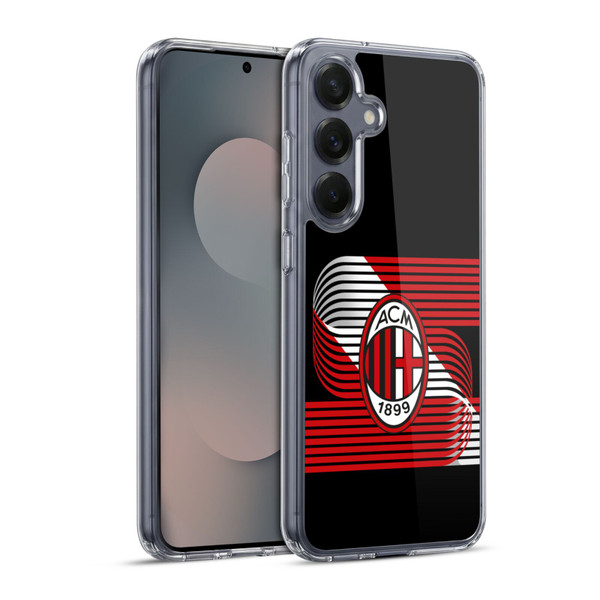AC Milan Crest Patterns Diagonal Soft Gel Case for Samsung Galaxy S25+ & MagSafe