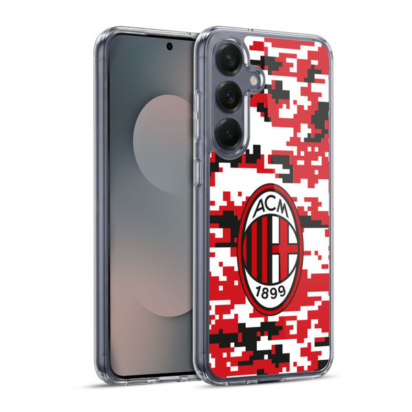 AC Milan Crest Patterns Digital Camouflage Soft Gel Case for Samsung Galaxy S25+ & MagSafe