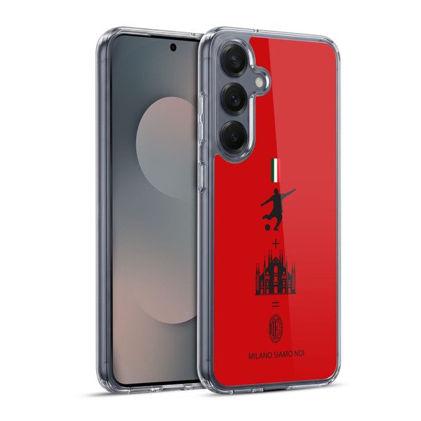 AC Milan Crest Patterns Red Soft Gel Case for Samsung Galaxy S25+ & MagSafe
