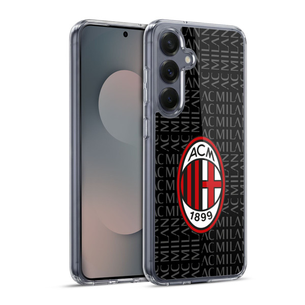 AC Milan Crest Patterns Red And Grey Soft Gel Case for Samsung Galaxy S25+ & MagSafe