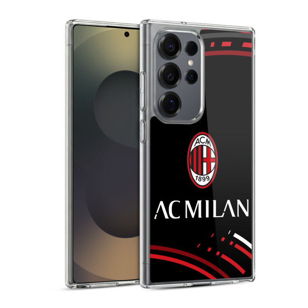 AC Milan Crest Patterns Curved Soft Gel Case for Samsung Galaxy S25 Ultra & MagSafe