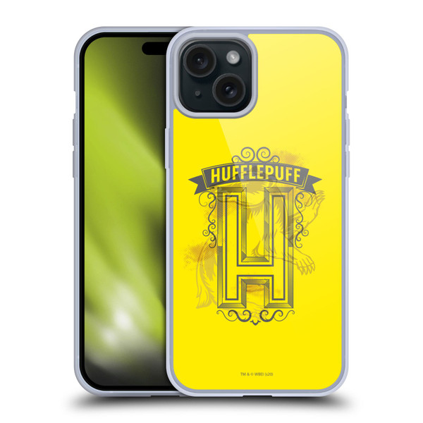 Harry Potter Deathly Hallows XVIII Hufflepuff 2 Soft Gel Case for Apple iPhone 15 Plus & MagSafe