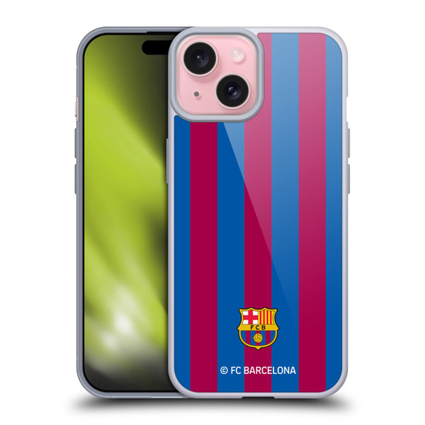 FC Barcelona Crest Stripes Soft Gel Case for Apple iPhone 15 & MagSafe