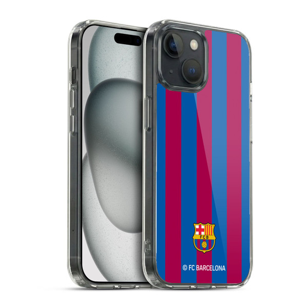 FC Barcelona Crest Stripes Soft Gel Case for Apple iPhone 15 & MagSafe
