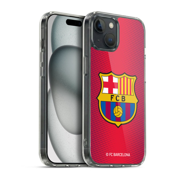 FC Barcelona Crest Halftone Soft Gel Case for Apple iPhone 15 Plus & MagSafe