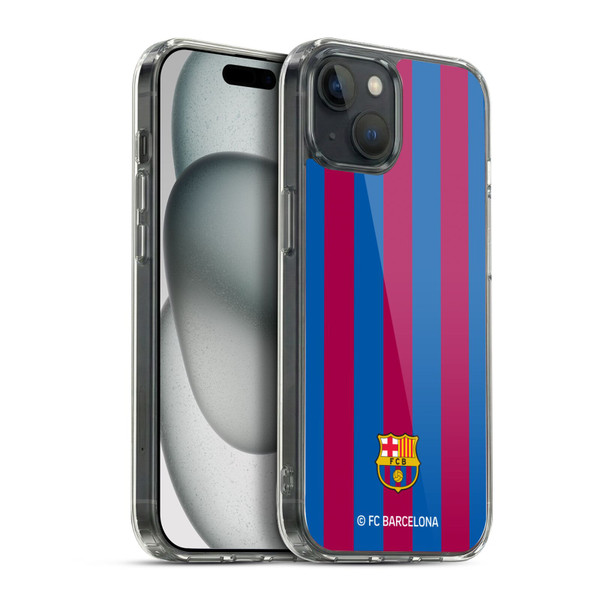 FC Barcelona Crest Stripes Soft Gel Case for Apple iPhone 15 Plus & MagSafe