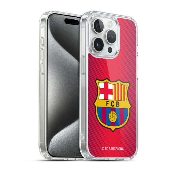 FC Barcelona Crest Halftone Soft Gel Case for Apple iPhone 15 Pro & MagSafe