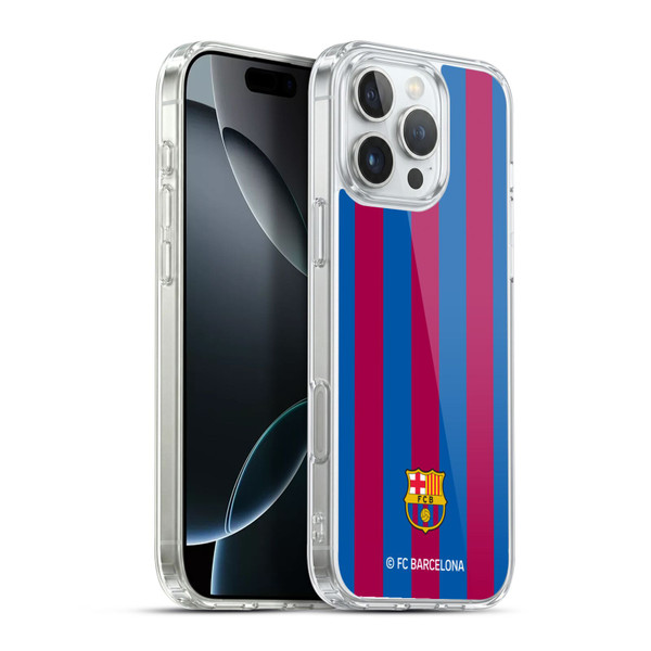 FC Barcelona Crest Stripes Soft Gel Case for Apple iPhone 16 Pro Max & MagSafe