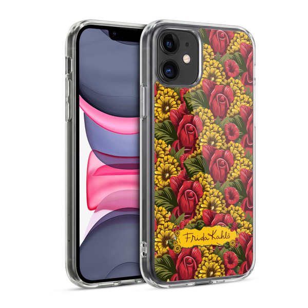 Frida Kahlo Red Florals Pattern Soft Gel Case for Apple iPhone 11
