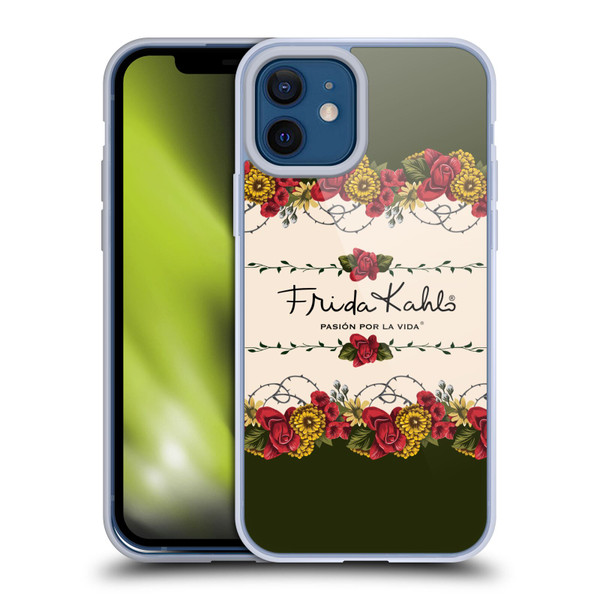 Frida Kahlo Red Florals Border Soft Gel Case for Apple iPhone 12 / iPhone 12 Pro & MagSafe