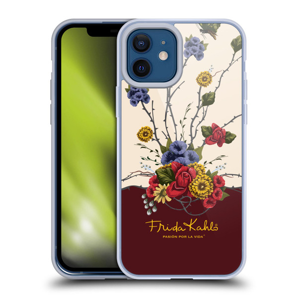 Frida Kahlo Red Florals Shrub Soft Gel Case for Apple iPhone 12 / iPhone 12 Pro & MagSafe