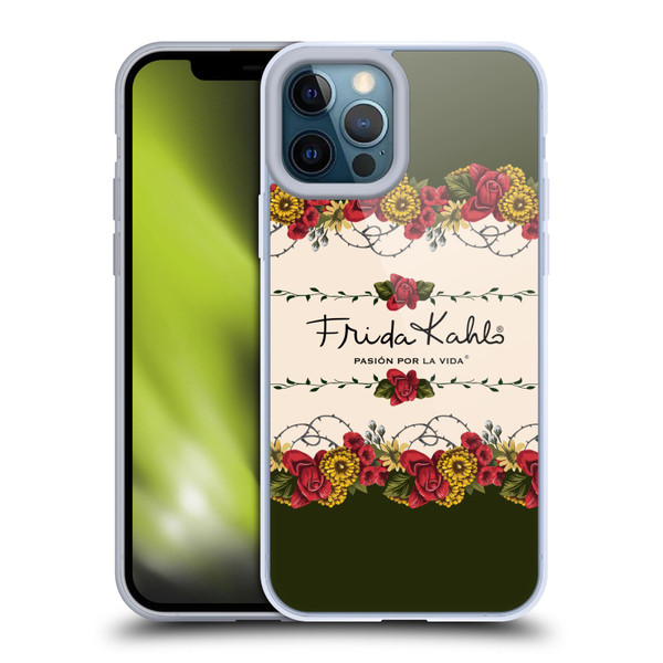 Frida Kahlo Red Florals Border Soft Gel Case for Apple iPhone 12 Pro Max & MagSafe