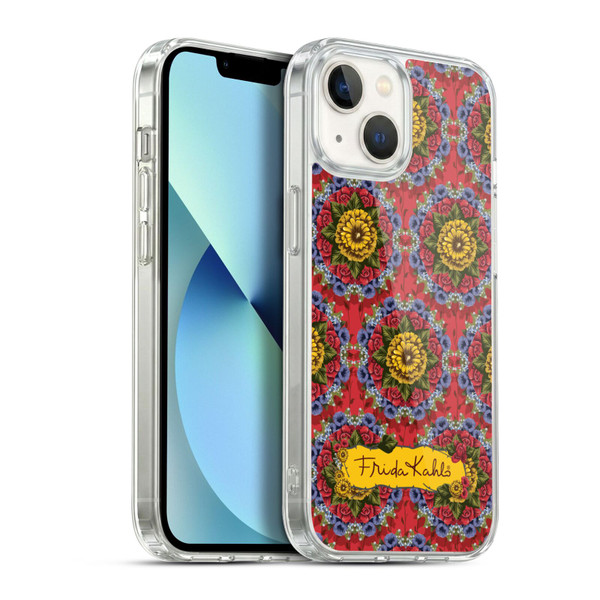Frida Kahlo Red Florals Mandala Soft Gel Case for Apple iPhone 13