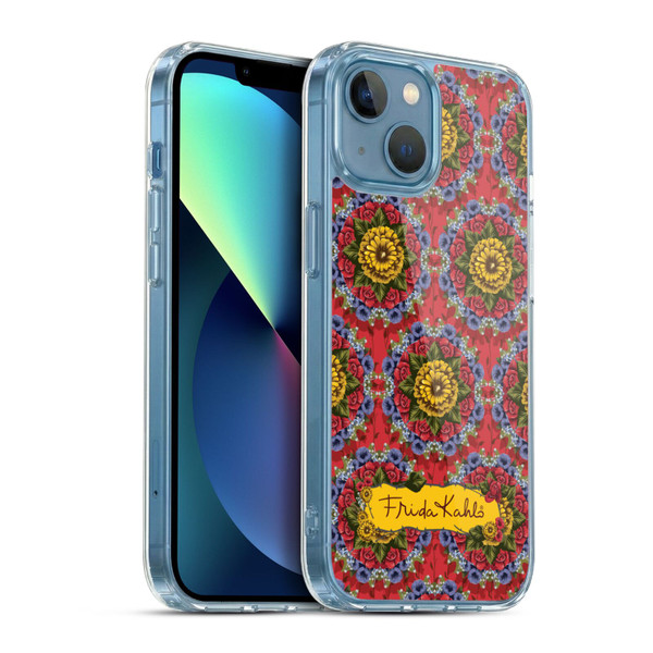Frida Kahlo Red Florals Mandala Soft Gel Case for Apple iPhone 13 Mini & MagSafe