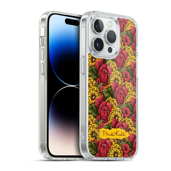 Frida Kahlo Red Florals Pattern Soft Gel Case for Apple iPhone 14 Pro & MagSafe