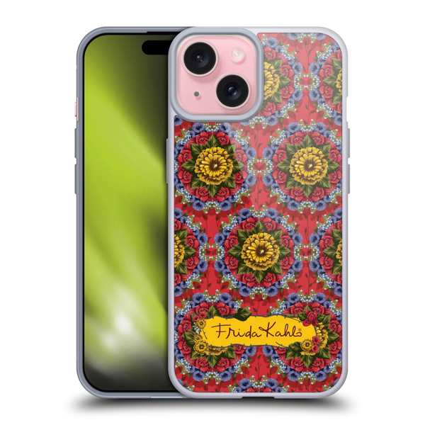 Frida Kahlo Red Florals Mandala Soft Gel Case for Apple iPhone 15 & MagSafe