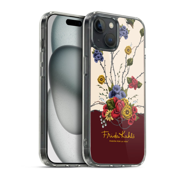 Frida Kahlo Red Florals Shrub Soft Gel Case for Apple iPhone 15 Plus & MagSafe