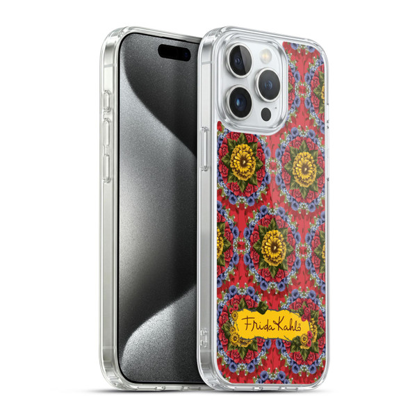 Frida Kahlo Red Florals Mandala Soft Gel Case for Apple iPhone 15 Pro Max & MagSafe