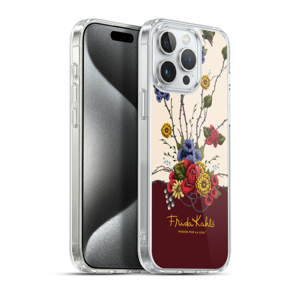 Frida Kahlo Red Florals Shrub Soft Gel Case for Apple iPhone 15 Pro Max & MagSafe