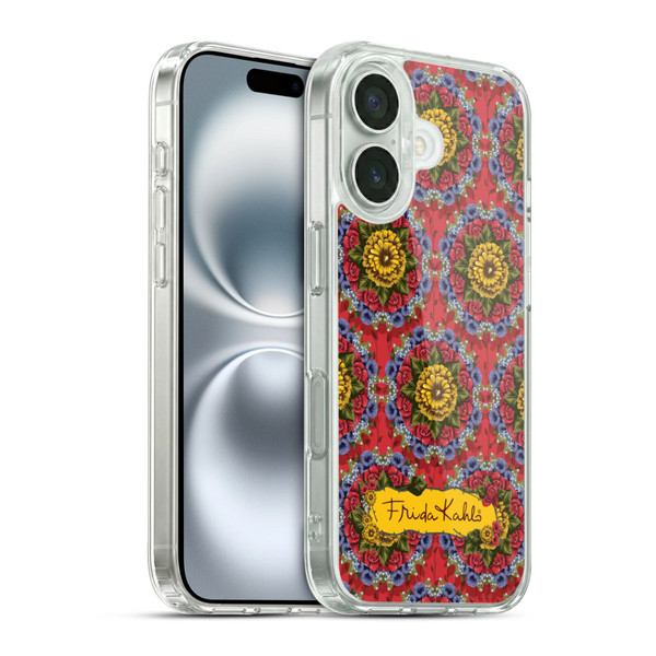 Frida Kahlo Red Florals Mandala Soft Gel Case for Apple iPhone 16 & MagSafe