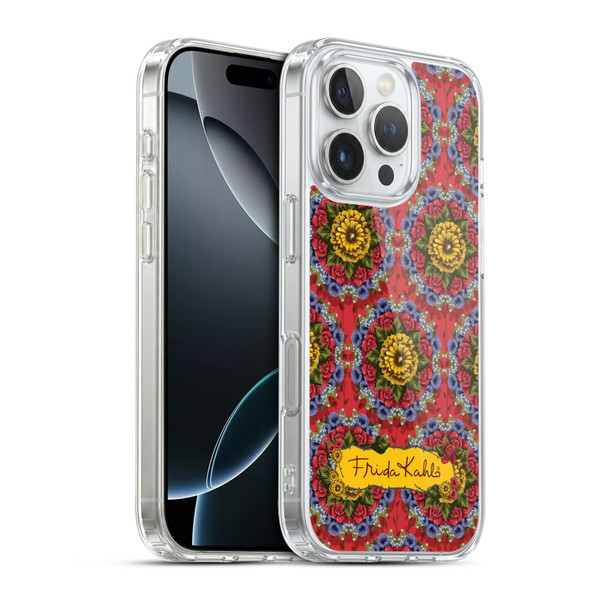 Frida Kahlo Red Florals Mandala Soft Gel Case for Apple iPhone 16 Pro & MagSafe