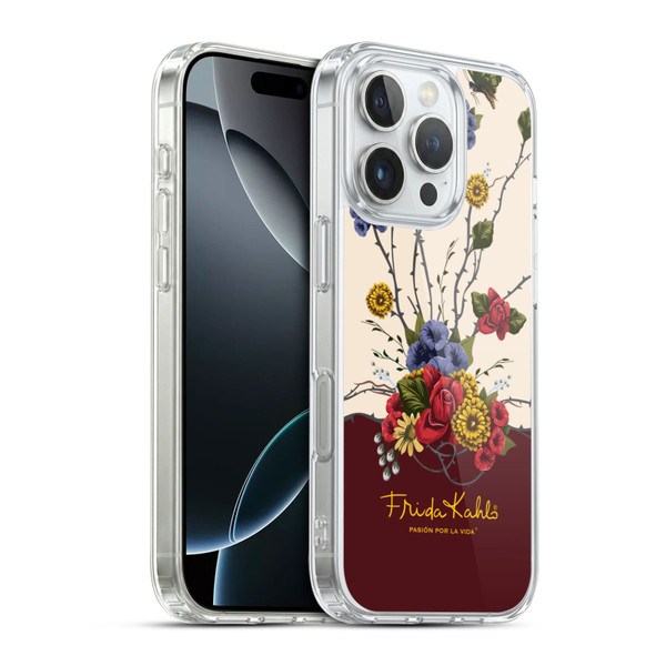 Frida Kahlo Red Florals Shrub Soft Gel Case for Apple iPhone 16 Pro & MagSafe