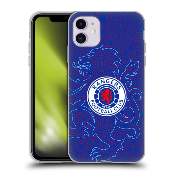 Rangers FC Crest Lion Pinstripes Pattern Soft Gel Case for Apple iPhone 11