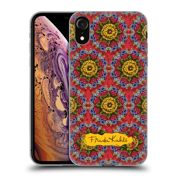 Frida Kahlo Red Florals Mandala Soft Gel Case for Apple iPhone XR