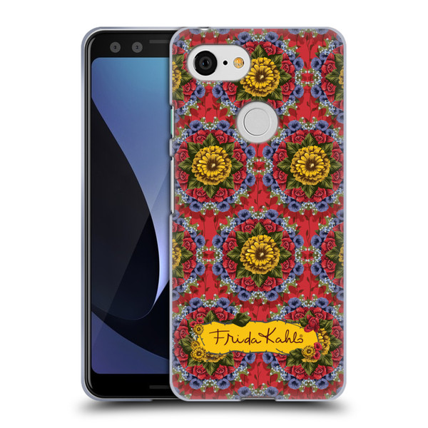 Frida Kahlo Red Florals Mandala Soft Gel Case for Google Pixel 3