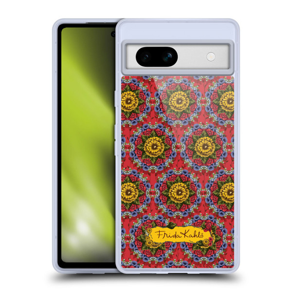 Frida Kahlo Red Florals Mandala Soft Gel Case for Google Pixel 7a