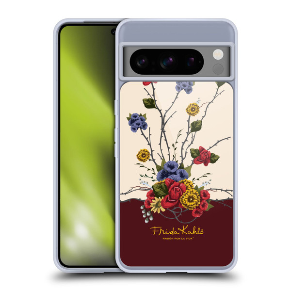 Frida Kahlo Red Florals Shrub Soft Gel Case for Google Pixel 8 Pro