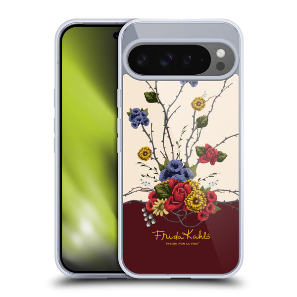 Frida Kahlo Red Florals Shrub Soft Gel Case for Google Pixel 9 Pro XL