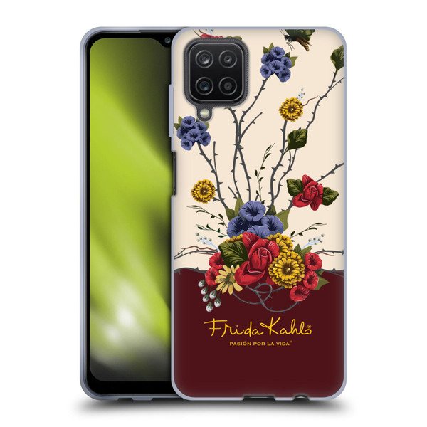 Frida Kahlo Red Florals Shrub Soft Gel Case for Samsung Galaxy A12 (2020)