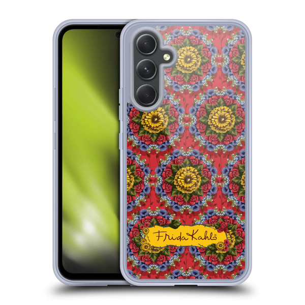 Frida Kahlo Red Florals Mandala Soft Gel Case for Samsung Galaxy A54 5G