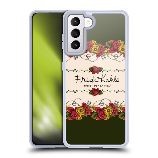 Frida Kahlo Red Florals Border Soft Gel Case for Samsung Galaxy S21 5G & MagSafe