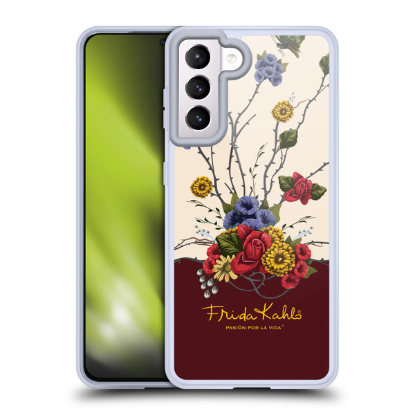 Frida Kahlo Red Florals Shrub Soft Gel Case for Samsung Galaxy S21 5G & MagSafe