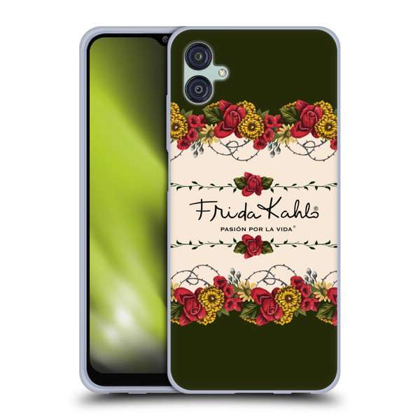 Frida Kahlo Red Florals Border Soft Gel Case for Samsung Galaxy M04 5G / A04e